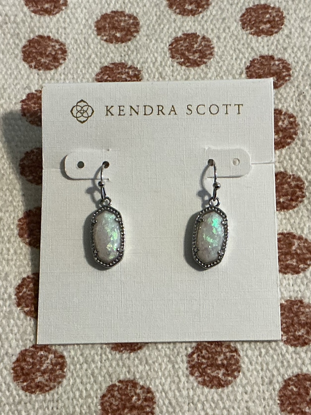 Kendra Scott Opal Drop Earrings in Iridescent White and Silver